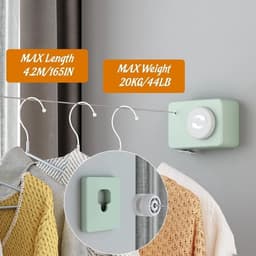 Uitschuifbare waslijn, ruimtebesparend, geschikt voor badkamers en balkons, duurzaam, 4,2 meter, groen. — thumbnail 5