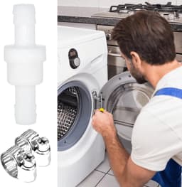 Inline terugslagklep met 2 slangklemmen - 10 mm diameter voor wasmachine, droger, water en luchtgebruik — thumbnail 4