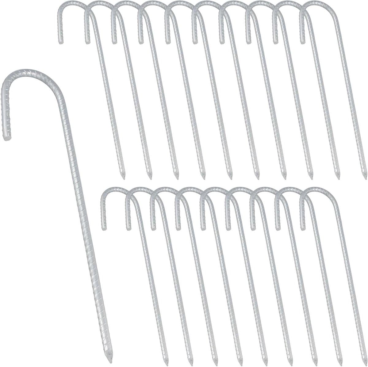 20 Stuks 30cm Stalen Tentpinnen, J-Vormige Grondankers, Gegalvaniseerde Metalen Haringen voor Tent en Trampoline — afbeelding 1
