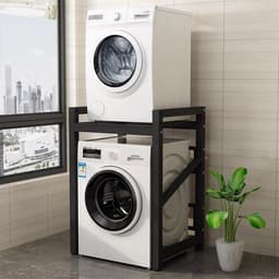 Stapelbare set voor wasmachine en droger, plank voor wasmachine, kast voor wasmachine en droger, plank boven de wasmachine, plank boven L (kleur: zwart) — thumbnail 1