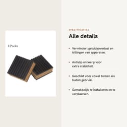 Dailygoods- Vibratiepads 4 Stuks - Antislip/Geluidsreductie - Duurzaam Rubber/Kurk - Voor Wasmachine/Loopband - Olie- en Weerbestendig - 2" x 2" x 7/8 - Geluidsisolatie — thumbnail 2