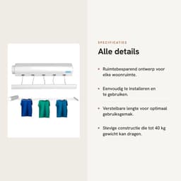 Dailygoods- Wanddroogrek Uittrekbaar 3,75 m - Wasrek Voor Binnen - Droogrek Voor Balkon - Flexibel Gebruik - 5 Lagen - Volledige Bescherming — thumbnail 5
