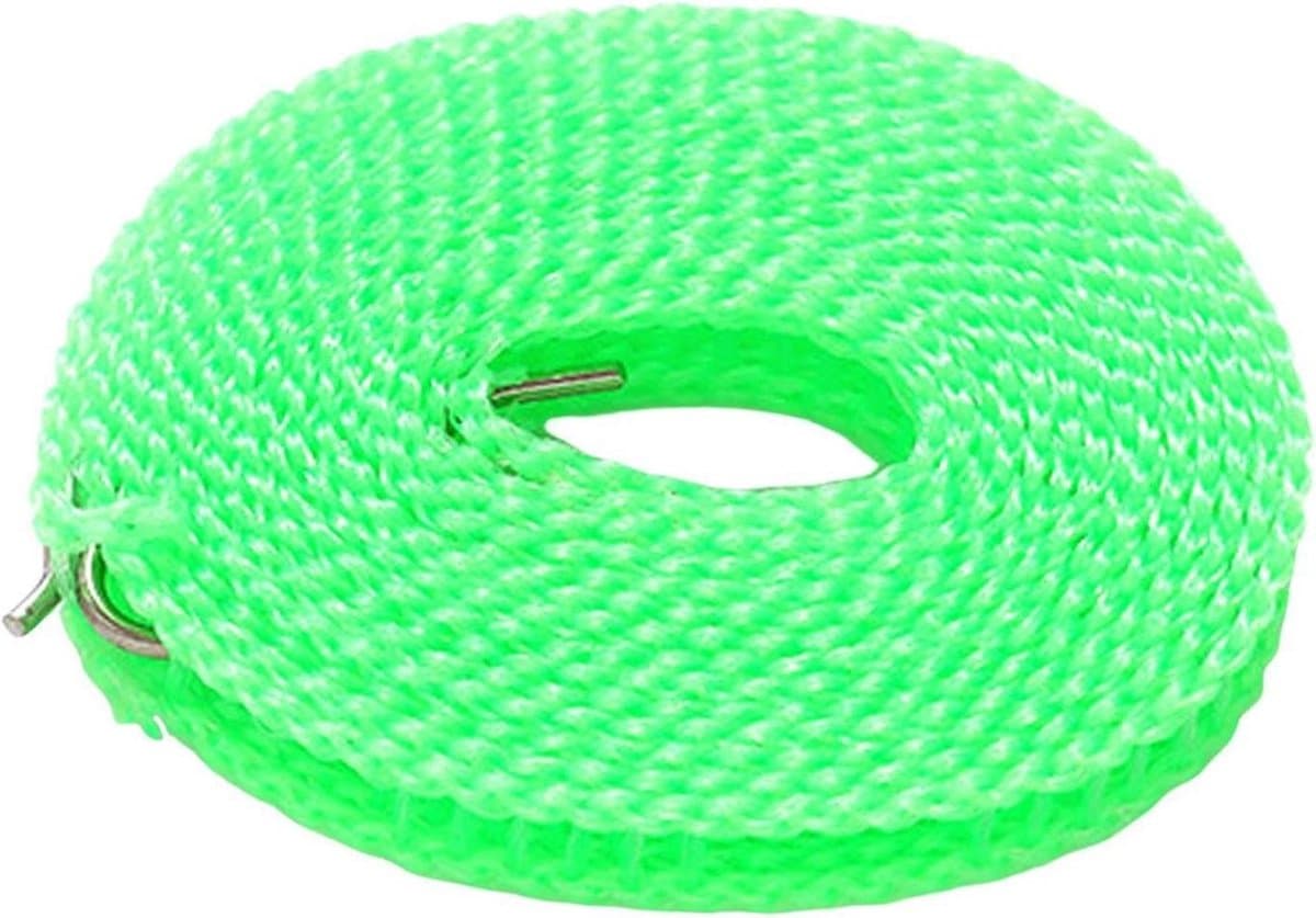 Waslijn Tuin Camping - Draagbare Kledinglijn - Kleding Drogen - Winddicht Hangerontwerp - 1000 cm - Groen — afbeelding 1