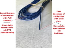 Camping Waslijn - Reiswaslijn Buitenlijn - Was Ophangen - Extra Sterke Stalen Kern - 10 Meter - Blauw — thumbnail 3