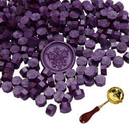 300 Stukse Wasbolletjes met Smeltlepel, Paars Octagonaal Wax Seal Set voor Stempels, Uitnodigingen, Kaarten en Trouwen — thumbnail 1