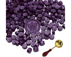 300 Stukse Wasbolletjes met Smeltlepel, Paars Octagonaal Wax Seal Set voor Stempels, Uitnodigingen, Kaarten en Trouwen