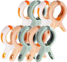Grote Wasknijpers - Handdoekklemmen Strandklemmen - Wasgoed Droge - Winddicht Antislip - 9 stuks - Wit Groen Roze — thumbnail 1