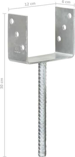 vidaXL - Grondankers - 6 - st - 12x6x30 - cm - gegalvaniseerd - staal - zilverkleurig — thumbnail 3
