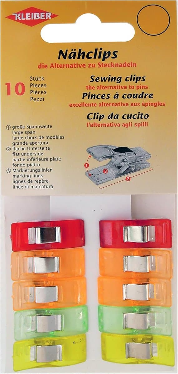 Naaiknijclips - Alternatief voor spelden - Stoffen vastzetten - Veilig en handig - 25 x 09 x 12 cm - Meerkleurig — afbeelding 1