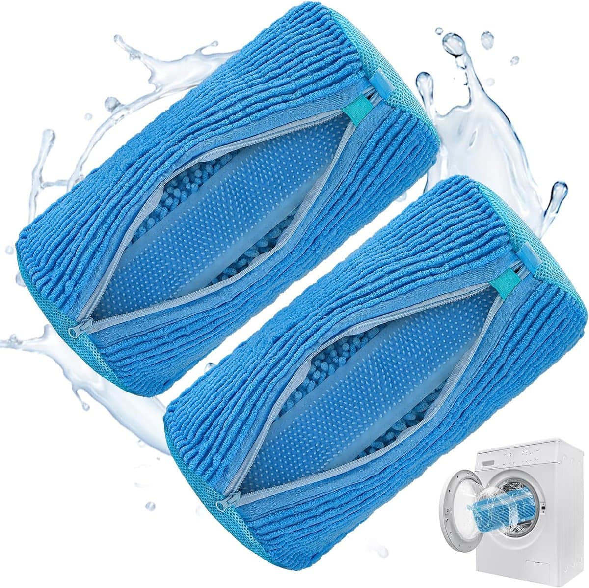 Set van 2 waszakken voor schoenen – Professionele waszakken voor schoenen – Herbruikbare waszakken – Geschikt voor alle soorten en maten schoenen – Blauw — afbeelding 1