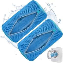 Set van 2 waszakken voor schoenen – Professionele waszakken voor schoenen – Herbruikbare waszakken – Geschikt voor alle soorten en maten schoenen – Blauw — thumbnail 1