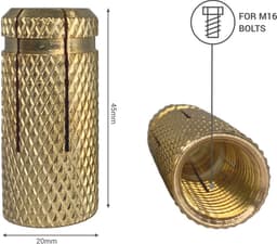 Pack van 4 Messing Drop Ankers M16 x 42 mm voor Beton en Metselwerk — thumbnail 5