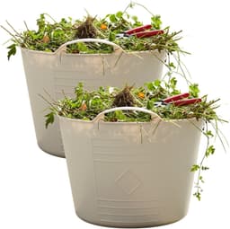 Excellent houseware Flexibele kuip / emmer - 2x - beige - 15 liter - kunststof - 35 x 28 cm — thumbnail 1