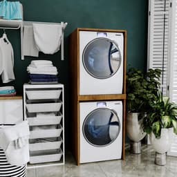 Waskast Hoog voor Wasmachine en Droger | Ruimtebesparende Kast voor Wasruimte of Badkamer | 66x180x65 cm — thumbnail 3
