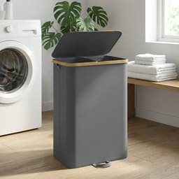 SONGMICS - Wasmand - Wasmand met Deksel - Uitneembare Waszak - 2 Vakken - 150 Liter Capaciteit — thumbnail 3