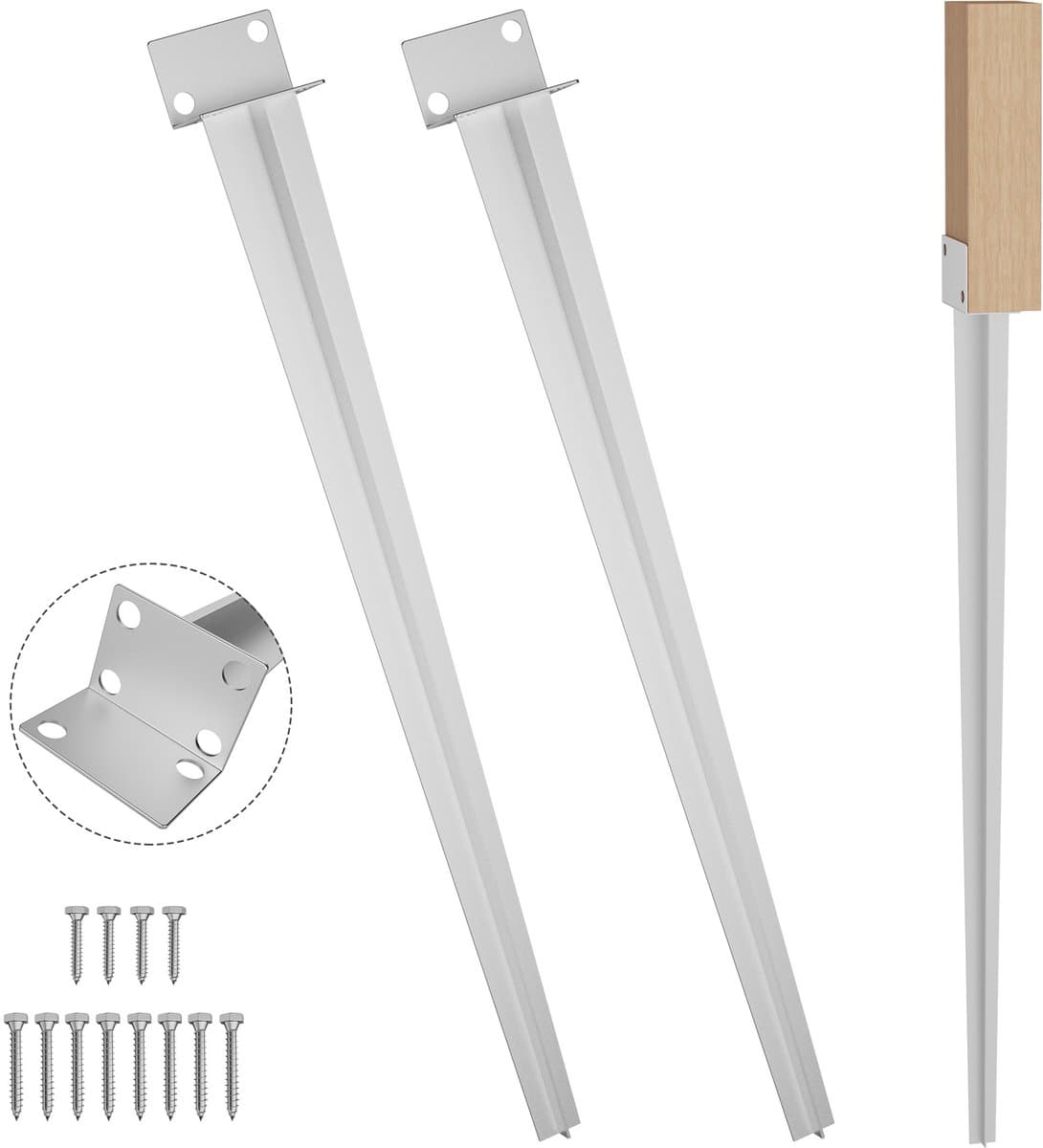 2x Grondhulsset Grondanker Paalhouder 83x60x700 mm – Verzinkt Staal – Zonder Beton – Voor Schutting, Pergola, Carport & Tuinhuis – Zilver — afbeelding 1