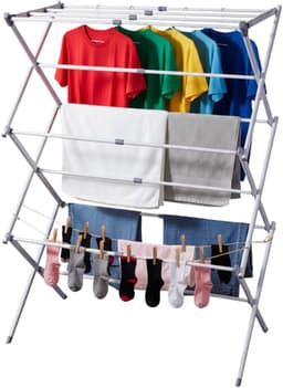 Excellent Houseware Wasrek/droogrek - wit - metaal - 75 x 40 x 104 cm - ophangen — thumbnail 2