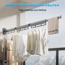 Wandgemonteerde Uitklapbare Drievoudige Kledingdroger – 100 kg Draagvermogen, Ruimtespaarder voor Balkon, Wasmachinekamer & Badkamer — thumbnail 4
