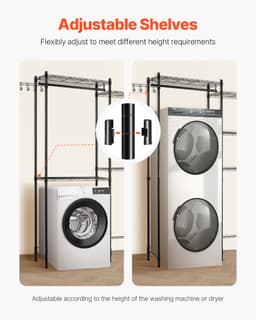 VEVOR Opbergrek voor wasmachine en droger, 2 lagen, zwart — thumbnail 4