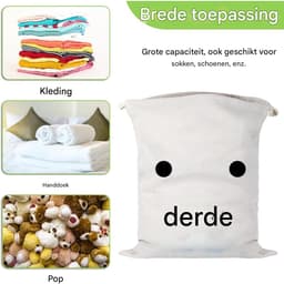 Waszak - Reiswaszak - Katoenen Waszak Met Trekkoord - 2 Stuks - Voor Vervuilde Kleding - Blauw — thumbnail 3