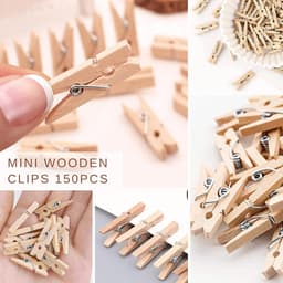 150x Houten Mini Wasknijpers met Jute Touw - Kleine Clips voor Foto's, Decoratie en Knutselen — thumbnail 2