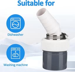 2 afvoeradapters voor wasmachines - Inlaatdiameter 19-24 mm - Afvoerslang voor het aansluiten van vaatwasser en wasmachine - Afvoerslang met enkele bocht - Accessoires voor de vloerafvoer van de wasmachine — thumbnail 5