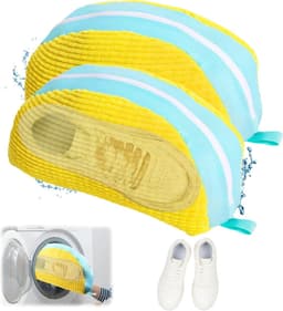 Famanu - Schoenwaszakken, waszak, sneakers, herbruikbare schoenentas, schoenenzak, waszak met antislip ritssluiting, voor alle soorten schoenen, sector-geel — thumbnail 1