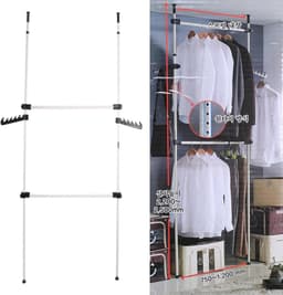 Telescopische stang voor kledingkast - multifunctioneel en verstelbaar - geschikt voor slaapkamer en woonkamer - uitschuifbaar van 80 tot 139 cm. — thumbnail 2