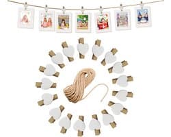 Set van 100 Mini Houten Wasknijpers met 10 Meter Jute Koord voor Foto's en Decoratie - 3,5 cm