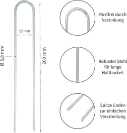 100 Grondankers 200 x 25 mm – Verzinkte U-Haringen voor Harde Vloeren en Tuinbevestiging — thumbnail 5