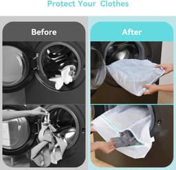 Waszakken - 2 Stuks - Tas Wasnetten - Polyester - Met Rits - Wasnetten - Waszakken voor Wasgoed - Kledingzak voor wasmachine-opslag - Bescherm je Wasgoed en Wasmachine - 60x60 cm - Wit — thumbnail 3