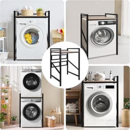Wasmachine rek - Droger stapelaar - Ruimtebesparing keuken - 3 Hoogtes verstelbaar - 61 x 71 x 104 cm - Wit — thumbnail 2
