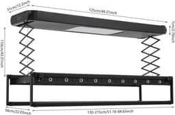 Elektrisch droogrek - Verwarmbaar wasrek - Ruimtebesparend drogen - 35 kg draagkracht - Verstelbaar 110 cm - Zwart — thumbnail 5