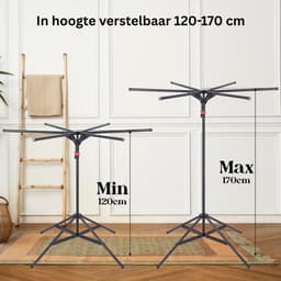 MKSS® Droogmolen met Voet voor Camping & Thuis - Wasrek Staand - Droogrek Inklapbaar - Zwart — thumbnail 3