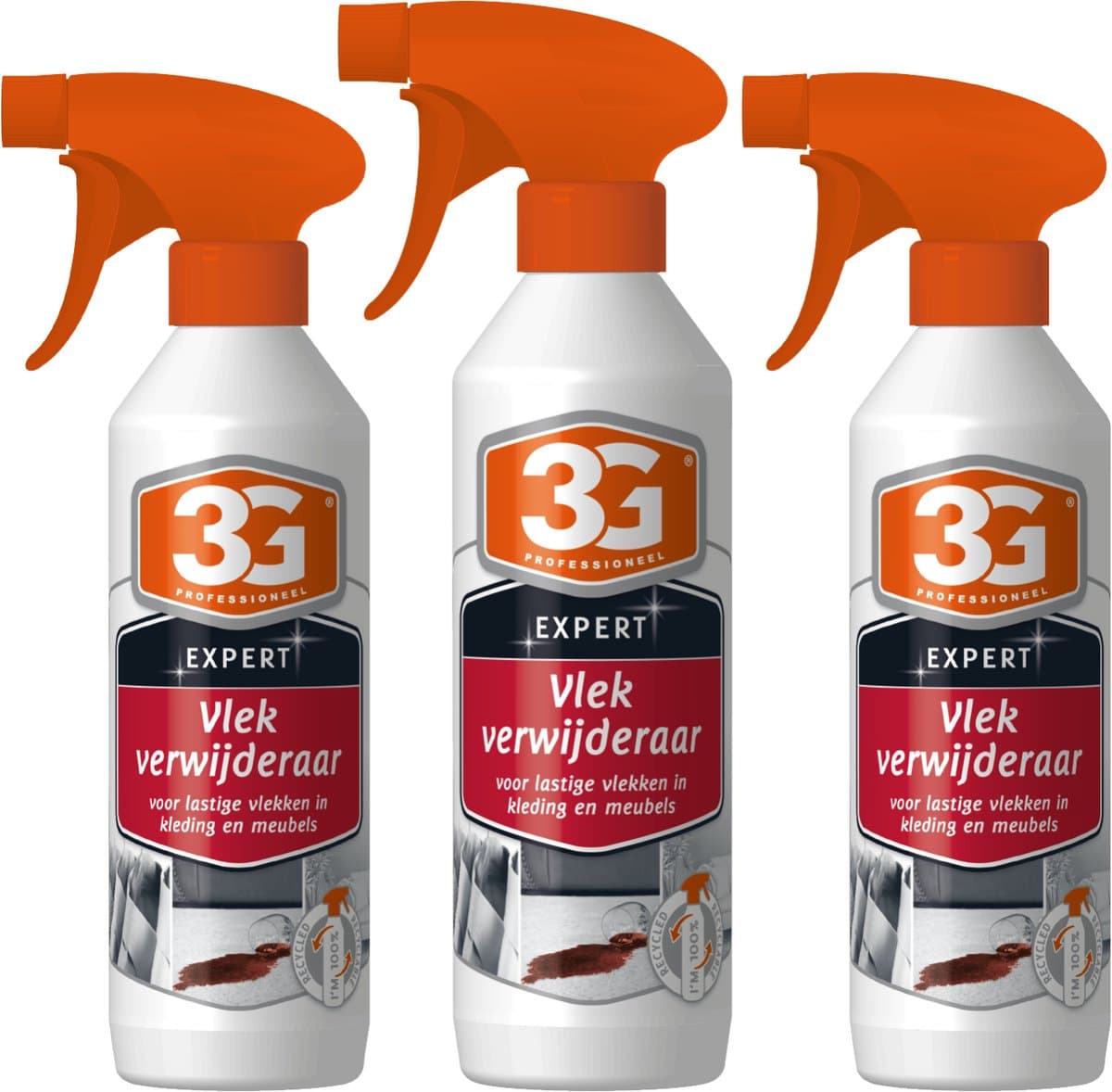 3x 3G Professioneel Vlekreiniger 500 ml - Vlekverwijderaar - Vlekverwijderaar Kleding - Vlekken Reiniger - Textiel Reiniger - Tapijtreiniger - Hardnekkige Vlekken - 3-Pack — afbeelding 1
