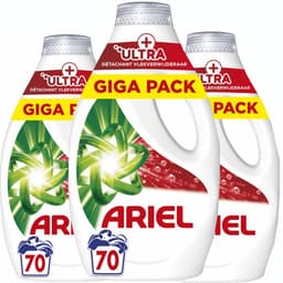Ariel Vloeibaar Wasmiddel +Ultra Vlekverwijderaar 3 x 70 Wasbeurten - Voordeelverpakking — thumbnail 1