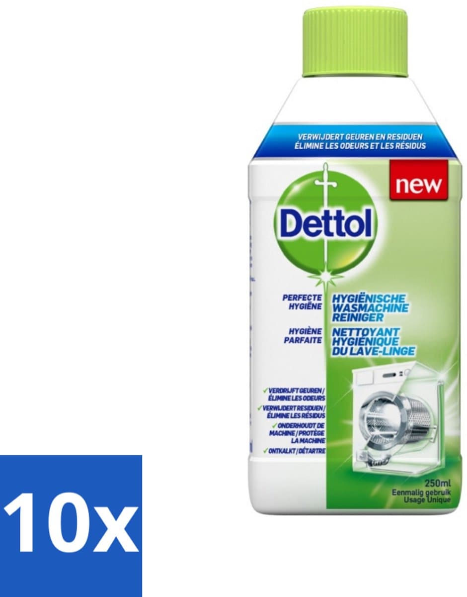 10 x Dettol - Wasmachine Reiniger - Eenmalig Gebruik - 250 ml - Wasmachine Reiniger - Wasmachine Reinigen - Wasmachine Hygiëne - Wasmachine Reiniging - Wasmachine Geur — afbeelding 1