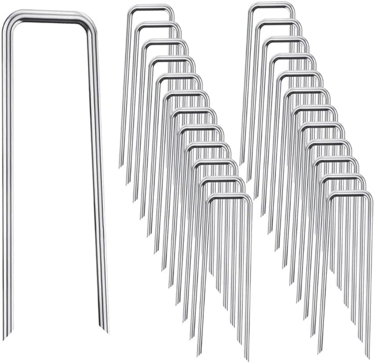 Grondankers - Grondanker, grondanker, niet geweven, palen, 50 U-vormige spijkers voor het bevestigen van kunstgras, netten, textielen, tenten, watertubes, etc. (15 cm) — afbeelding 1