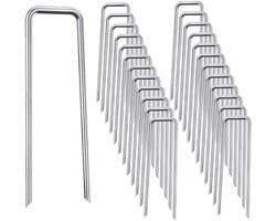 Grondankers - Grondanker, grondanker, niet geweven, palen, 50 U-vormige spijkers voor het bevestigen van kunstgras, netten, textielen, tenten, watertubes, etc. (15 cm) — afbeelding 1