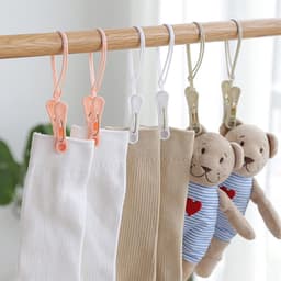 24 stuks - Wasknijpers - Kleine mini wasknijpers - Winddichte wasknijpers - Met kunststof touwtje - Winddicht - Om kleding op te hangen - Blauw, groen en roze - Geschikt voor handdoeken, sokken en ondergoed — thumbnail 2
