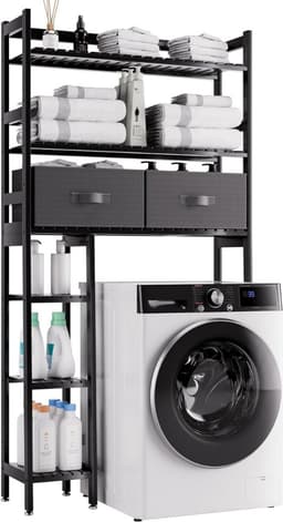 Wasmachine Ombouw - Opbouwmeubel - Kast Wasdroger - Meubel - Zwart — thumbnail 1