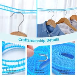 Winddichte Antislip Waslijn 3-Pack - Draagbare 8,0 m Waslijnen voor Binnen en Buiten — thumbnail 3