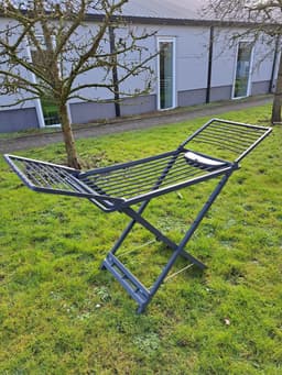 Berner stevig opvouwbaar wasrek - droogrek 18 meter - met wielen - met knijperbakje - antraciet - 100% gerecycled kunststof — thumbnail 4