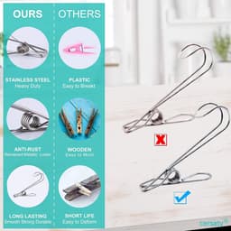 20 stuks 9,5 x 6 cm wasknijpers, 304 roestvrij staal, multifunctionele metalen klemmen voor wasdrogers, handdoeken, sokken, foto's. — thumbnail 2