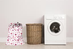 2-pack katoenen linnen waszak Heavy Duty 45x65cm Super duurzaam speelgoed Vuile zakken Trekkoord met trekkoordsluiting Machinewasbaar en herbruikbaar (hart) — thumbnail 2