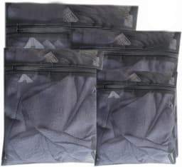 4-delige set - Waszak - Wasnet - Waszak met rits - Machinewasbaar - Reisorganizer - Geschikt voor lingerie, bh's, shirts, truien, sokken en sneakers - Zwart — thumbnail 1