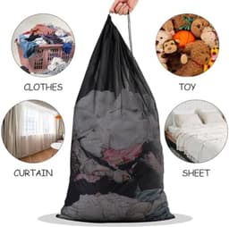 2 stuks wasnetzakken, 60 x 90 cm organizer wasmachinetas, grote mesh waszakken met afsluitbaar trekkoord, voor reizen, grote kleding, dekbedovertrek, speelgoedopslag, studentenhuis, appartement — thumbnail 3