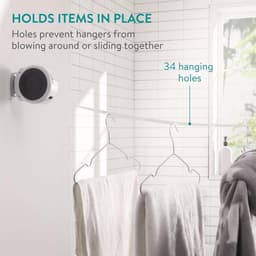 Extendable Clothesline with Wall Mount - Space-saving Drying Line - Easy to Install - For Indoor and Outdoor Use - 4m - White — thumbnail 4