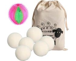 Allecto Plus - 6-pack Wollige Drogerballen van Natuurlijke Wol - Wasverzachter voor Zachte Was - Opbergtas Inbegrepen