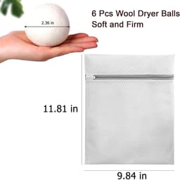 Allecto Plus - Wollen drogerballen voor wasdroger - Set van 6 viltballen met waszak — thumbnail 4